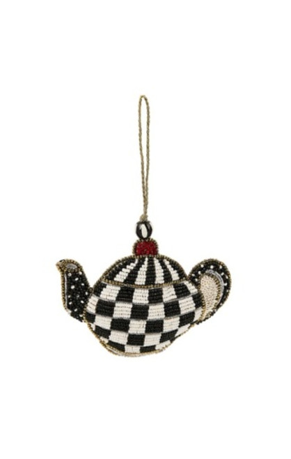 COURTLY CHECK TEAPOT BEADED ORNAMENT - 35516-0071