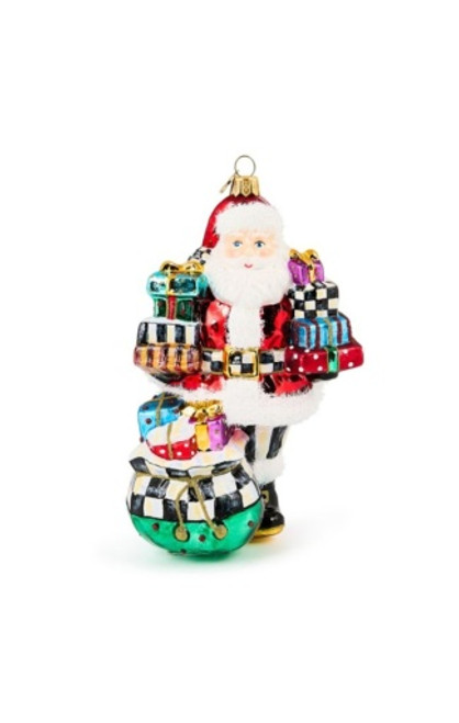 SANTA WITH GIFTS GLASS ORNAMENT - MADE IN POLAND - 53913-2339