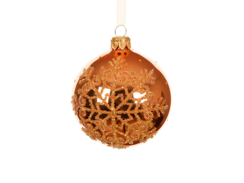SNOWFLAKE GLASS BAUBLE - WARM ORANGE - 050954