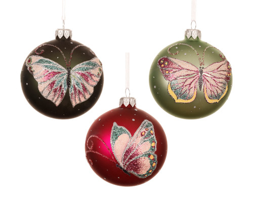 BUTTERFLY GLASS BAUBLE - 051080