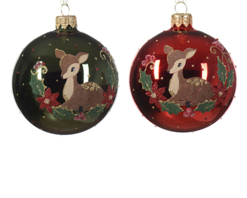 DEER GLASS BAUBLE - 052193