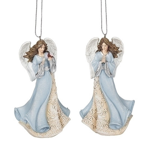 4.5" ANGEL BLUE LEAF ORNAMENT - 138559