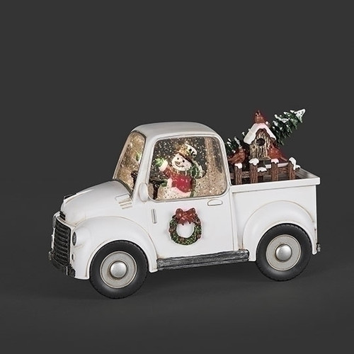 5" LIGHTED SWIRL WHITE TRUCK WITH SNOWMAN WATERGLOBE - 138254 5" LIGHTED SWIRL WHITE TRUCK WITH SNOWMAN WATERGLOBE - 138254