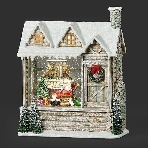 9" LIGHTED SWIRL LOG CABIN SLEEPING SANTA WATERGLOBE- 138253 9" LIGHTED SWIRL LOG CABIN SLEEPING SANTA WATERGLOBE- 138253