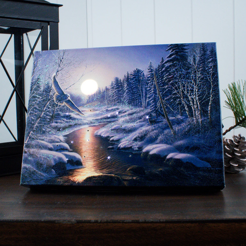 SOLSTICE OWL - 8X6 LIGHTED CANVAS - A2556 SOLSTICE OWL - 8X6 LIGHTED CANVAS - A2556