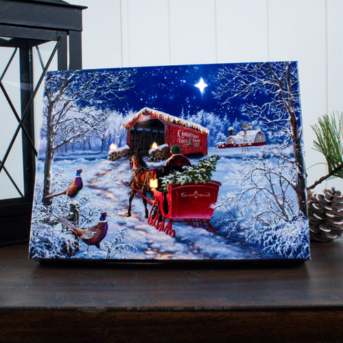 STARRY WINTER NIGHT - 8X6 LIGHTED CANVAS - A2558 STARRY WINTER NIGHT - 8X6 LIGHTED CANVAS - A2558