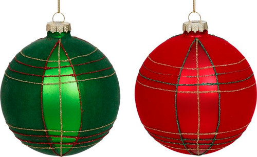 PLAID BALL ORN ASSORTED 4" -  78-35294