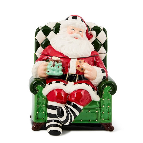 CHECK IT OUT SANTA IN CHAIR COOKIE JAR - 35509-1216 CHECK IT OUT SANTA IN CHAIR COOKIE JAR - 35509-1216