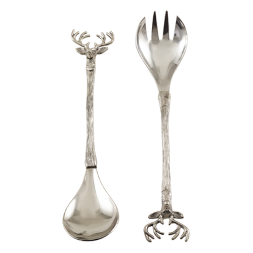 SET OF 2 SILVER REINDEER SALAD SERVERS - SP778.S SET OF 2 SILVER REINDEER SALAD SERVERS - SP778.S