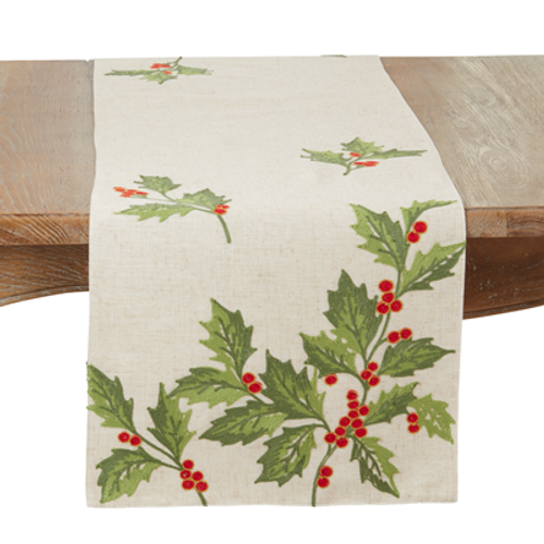 16"x70" NATURAL RED HOLLY LEAVES RUNNER - 640.N1670B 16"x70" NATURAL RED HOLLY LEAVES RUNNER - 640.N1670B