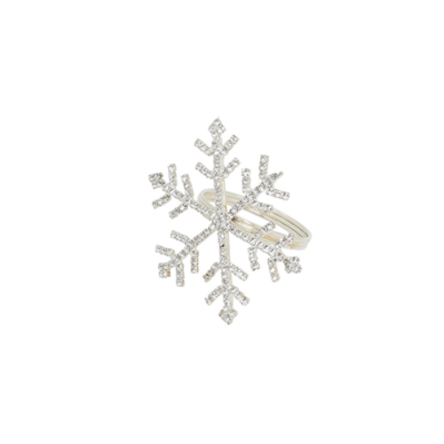 SET OF 4 SILVER GLASS BEADED SNOWFLAKE NAPKIN RING - NR452.S SET OF 4 SILVER GLASS BEADED SNOWFLAKE NAPKIN RING - NR452.S