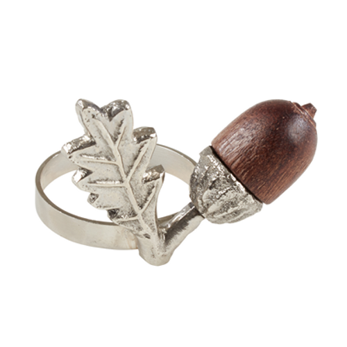 SET OF 4 ACORN NAPKIN RINGS SILVER - NR732.S SET OF 4 ACORN NAPKIN RINGS SILVER - NR732.S