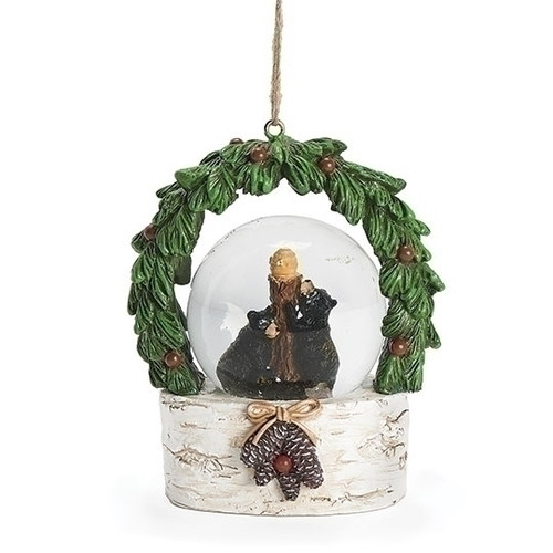 3.5" BEAR DOME ORNAMENT WITH WREATH - 138178