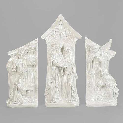 14.5" NATIVITY WHITE PEARLIZED SET OF 3 - 138654