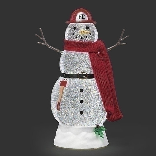 11" LIGHTED SWIRL FIREMAN SNOWMAN - 138334 11" LIGHTED SWIRL FIREMAN SNOWMAN - 138334