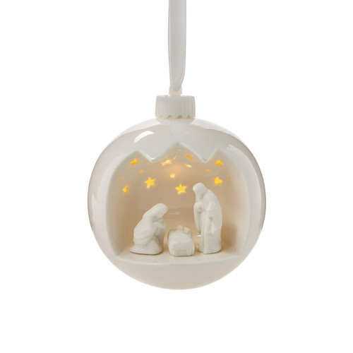 NATIVITY SCENE LIGHT UP ORNAMENT WITH STAND IN GIFT BOX - 82665