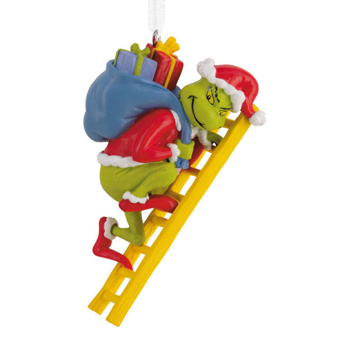 DR. SEUSS THE GRINCH ON LADDER ORNAMENT - 3HCM4453