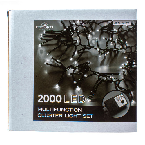 65' 2,000L COOL WHITE LED CLUSTER GARLAND WITH GREEN WIRE - AD1005CW 65' 2,000L COOL WHITE LED CLUSTER GARLAND WITH GREEN WIRE - AD1005CW