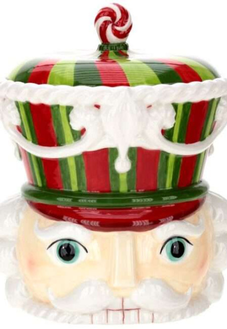10" RED AND GREEN NUTCRACKER HEAD JAR - 63-42544