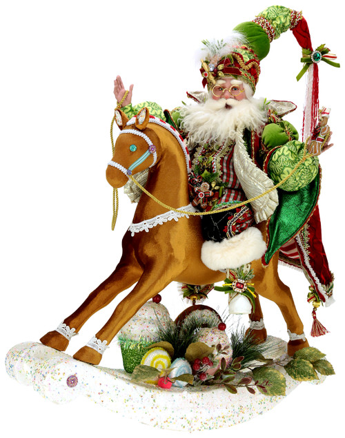 GINGERBREAD SANTA ON ROCKING HORSE - 30 INCHES - AI-57692
