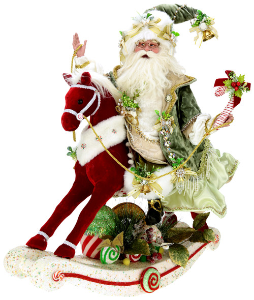 MISTLETOE SANTA ON ROCKING HORSE - 30 INCHES - AI-57694