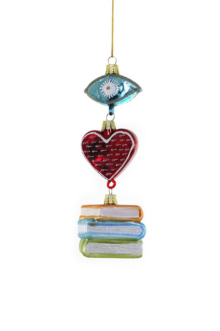 I HEART BOOKS ORNAMENT - GO-9997