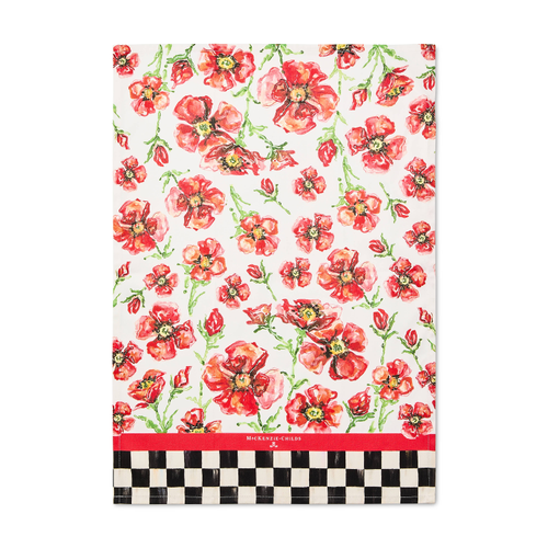 RED POPPIES PRINTED DISH TOWEL - 70113-089