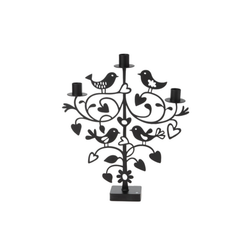 SWEDISH STEEL LOVEBIRDS CANDLE HOLDER - 910722