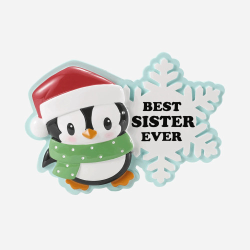 BEST SISTER EVER PENGUIN SNOWFLAKE ORNAMENT - OR3032