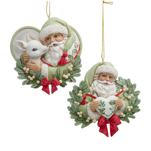 SANTA IN WREATH ORNAMENT - E1161