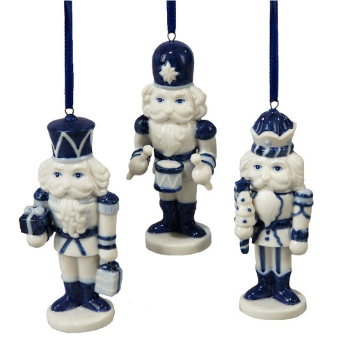 BLUE DELFT PORCELAIN NUTCRACKER ORNAMENT - J0853
