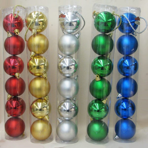 100MM SHATTERPROOF TWO TONE BALL ORNAMENT SET - PL0327