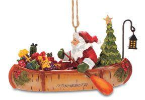 LEAVENWORTH SANTA IN BIRCH CANOE ORNAMENT - 871-92