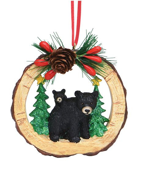 LEAVENWORTH WOOD SLICE WITH BEAR ORNAMENT - 879-63