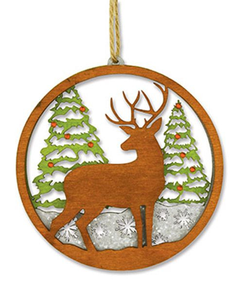 LEAVENWORTH LASER CUT WOOD DEER ORNAMENT - 895-19