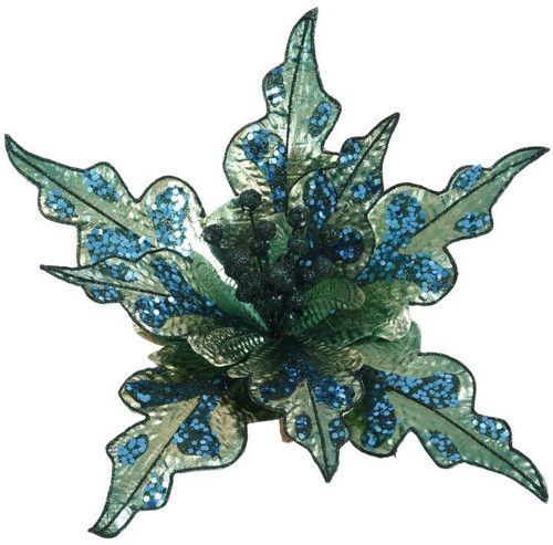 PEACOCK POINSETTIA CLIP 5" - 07-01790