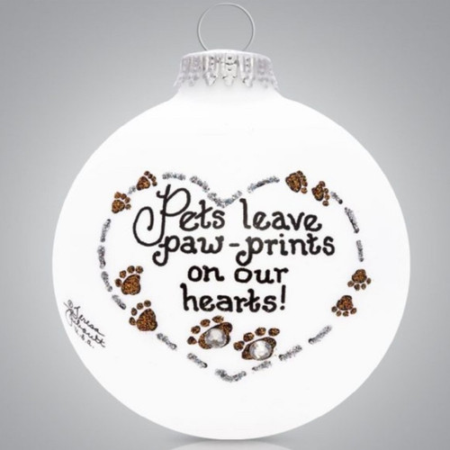 PETS LEAVE PAW PRINTS GLASS ORNAMENT - 2091