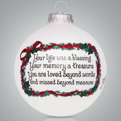 MEMORY HOLLY GLASS ORNAMENT - 2249