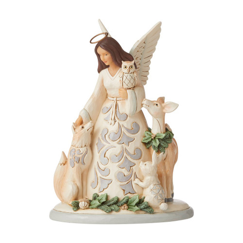 WHITE WOODLAND ANGEL W/ ANIMAL FRIENDS - 6006581