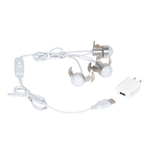 Bright and warm LED lighting for your Village buildings, powered with a USB cord. Light 3 buildings. USB adapter included. This lighted accessory is hand-assembled .