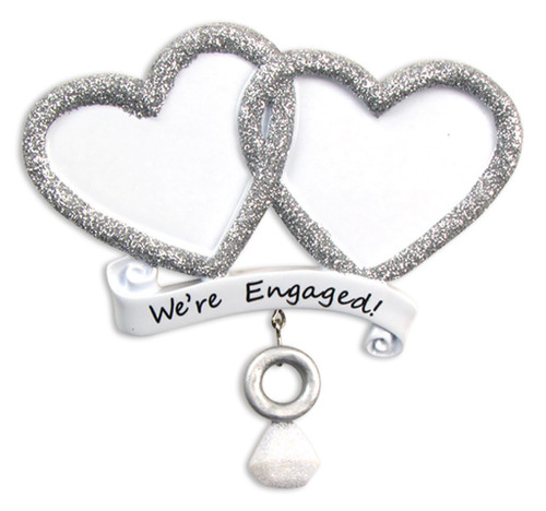WE'RE ENGAGED DOUBLE HEART ORNAMENT - OR822