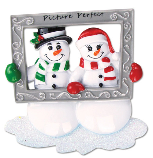FAMILY OF 2 SNOWMAN COUPLE PICTURE PERFECT ORNAMENT - OR705