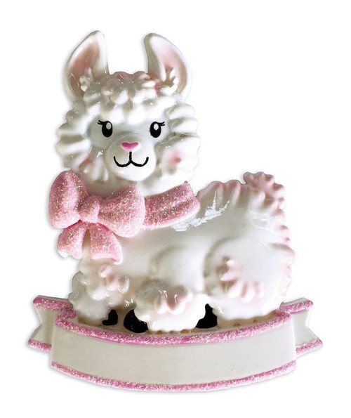 PINK BOW LLAMA ORNAMENT - OR1917-P