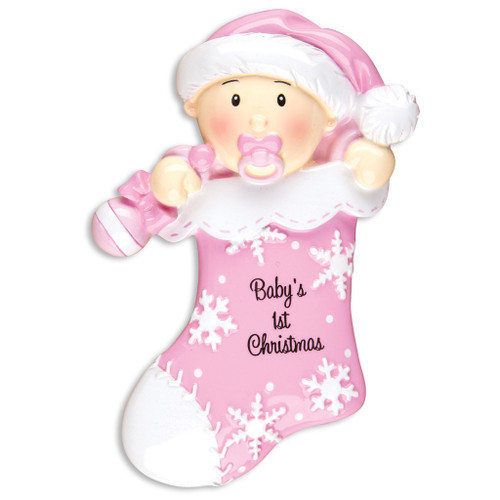 BABY PINK STOCKING ORN - OR1252-P