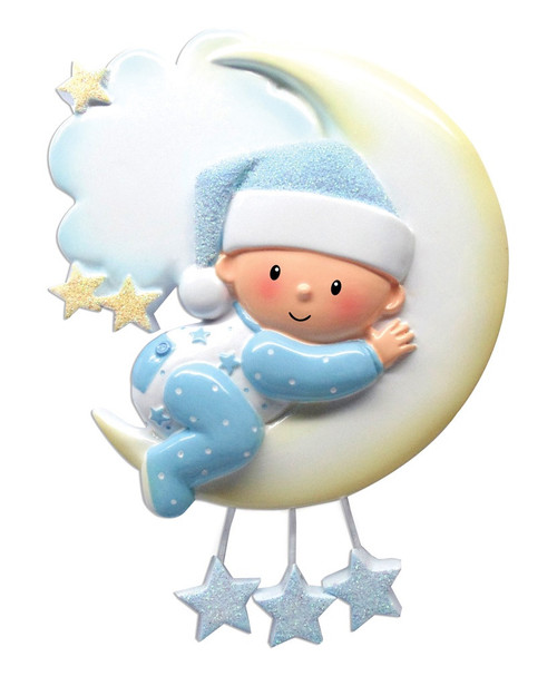 BABY BOY ON MOON ORNAMENT - OR1637-B