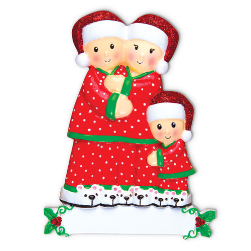 FAMILY OF 3 PAJAMA LIGHT SKIN TONE ORNAMENT - OR1470-3