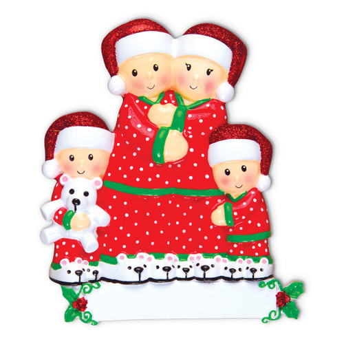 FAMILY OF 4 PAJAMA LIGHT SKIN TONE ORNAMENT - OR1470-4