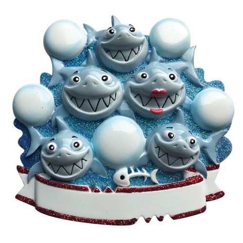 5 SHARK FAMILY ORNAMENT - OR1969-5 5 SHARK FAMILY ORNAMENT - OR1969-5