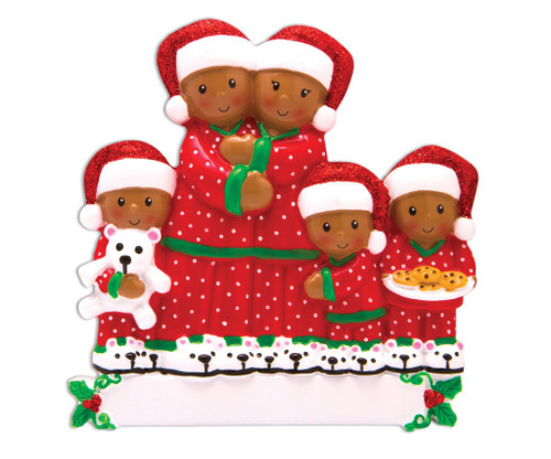 FAMILY OF 5 PAJAMA DARK SKIN TONE ORNAMENT - AA1470-5