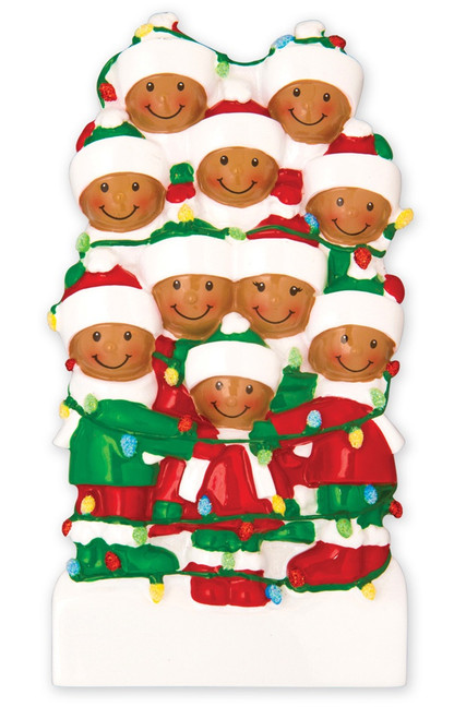 FAMILY OF 10 TANGLED IN LIGHTS ORNAMENT - AA1521-10